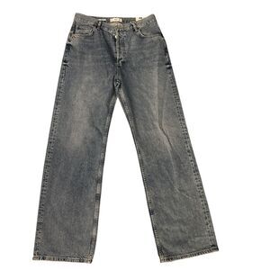 MNG Mango Medium Wash Kaia Button‎ Fly Wide Leg High Waist Jeans 44 NWT